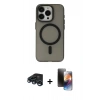 MARSİLYAN™- iPhone 15 Pro Max Kılıf Yadigar Işık - Siyah 3D Antistatik Mat Seramik Nano Ekran Koruyucu + Raze Metal Kamera Lens - LT
