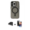 MARSİLYAN™- iPhone 15 Pro Max Kılıf Yadigar Işık - Siyah 3D Antistatik Mat Seramik Nano Ekran Koruyucu + Raze Metal Kamera Lens - GS