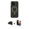MARSİLYAN™- iPhone 15 Pro Max Kılıf Yadigar Işık - Siyah 3D Antistatik Mat Seramik Nano Ekran Koruyucu + Raze Metal Kamera Lens - SH