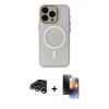 MARSİLYAN™- iPhone 15 Pro Max Kılıf Yadigar Işık - Siyah 3D Antistatik Mat Seramik Nano Ekran Koruyucu + Raze Metal Kamera Lens - GS