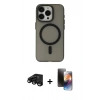 MARSİLYAN™- iPhone 15 Pro Max Kılıf Yadigar Işık - Siyah 3D Antistatik Mat Seramik Nano Ekran Koruyucu + Raze Metal Kamera Lens - SH