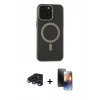 MARSİLYAN™- iPhone 15 Pro Max Kılıf Yadigar Işık - Siyah 3D Antistatik Mat Seramik Nano Ekran Koruyucu + Raze Metal Kamera Lens - LT
