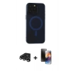 MARSİLYAN™- iPhone 15 Pro Max Kılıf Yadigar Işık - Siyah 3D Antistatik Mat Seramik Nano Ekran Koruyucu + Raze Metal Kamera Lens - TMGI