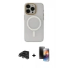 MARSİLYAN™- iPhone 15 Pro Max Kılıf Yadigar Işık - Siyah 3D Antistatik Mat Seramik Nano Ekran Koruyucu + Raze Metal Kamera Lens - TMGI