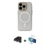 MARSİLYAN™- iPhone 15 Pro Max Kılıf Yadigar Işık - Siyah 3D Antistatik Seramik Nano Ekran Koruyucu + Raze Metal Kamera Lens - GS