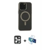 MARSİLYAN™- iPhone 15 Pro Max Kılıf Yadigar Işık - Siyah 3D Antistatik Seramik Nano Ekran Koruyucu + PVD Metal Kamera Lens - LT