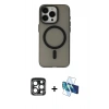 MARSİLYAN™- iPhone 15 Pro Max Kılıf Yadigar Işık - Siyah 3D Antistatik Seramik Nano Ekran Koruyucu + PVD Metal Kamera Lens - LT
