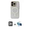 MARSİLYAN™- iPhone 15 Pro Max Kılıf Yadigar Işık - Siyah 3D Antistatik Seramik Nano Ekran Koruyucu + PVD Metal Kamera Lens - GI