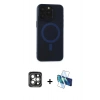 MARSİLYAN™- iPhone 15 Pro Max Kılıf Yadigar Işık - Siyah 3D Antistatik Seramik Nano Ekran Koruyucu + PVD Metal Kamera Lens - GI