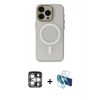 MARSİLYAN™- iPhone 15 Pro Max Kılıf Yadigar Işık - Siyah 3D Antistatik Seramik Nano Ekran Koruyucu + PVD Metal Kamera Lens - GS