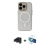 MARSİLYAN™- iPhone 15 Pro Max Kılıf Yadigar Işık - Siyah 3D Antistatik Seramik Nano Ekran Koruyucu + Raze Metal Kamera Lens - TMGI