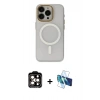 MARSİLYAN™- iPhone 15 Pro Max Kılıf Yadigar Işık - Siyah 3D Antistatik Seramik Nano Ekran Koruyucu + Turuncu PVD Metal Kamera Lens