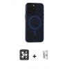 MARSİLYAN™- iPhone 15 Pro Max Kılıf Yadigar Işık - Siyah Bilvis 0.18mm Plus Cam Ekran Koruyucu + Gri PVD Metal Kamera Lens