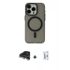 MARSİLYAN™- iPhone 15 Pro Max Kılıf Yadigar Işık - Siyah Bilvis 0.18mm Plus Cam Ekran Koruyucu + Gümüş Raze Metal Kamera Lens