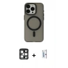 MARSİLYAN™- iPhone 15 Pro Max Kılıf Yadigar Işık - Siyah Bilvis 0.18mm Plus Cam Ekran Koruyucu + PVD Metal Kamera Lens - LT