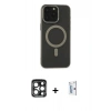 MARSİLYAN™- iPhone 15 Pro Max Kılıf Yadigar Işık - Siyah Bilvis 0.18mm Plus Cam Ekran Koruyucu + PVD Metal Kamera Lens - LT