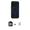 MARSİLYAN™- iPhone 15 Pro Max Kılıf Yadigar Işık - Siyah Bilvis 0.18mm Plus Cam Ekran Koruyucu + PVD Metal Kamera Lens - TU