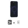 MARSİLYAN™- iPhone 15 Pro Max Kılıf Yadigar Işık - Siyah Bilvis 0.18mm Plus Cam Ekran Koruyucu + PVD Metal Kamera Lens - LT