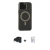 MARSİLYAN™- iPhone 15 Pro Max Kılıf Yadigar Işık - Siyah Bilvis 0.18mm Plus Cam Ekran Koruyucu + Raze Metal Kamera Lens - LT