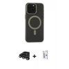 MARSİLYAN™- iPhone 15 Pro Max Kılıf Yadigar Işık - Siyah Bilvis 0.18mm Plus Cam Ekran Koruyucu + Raze Metal Kamera Lens - TMGI