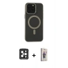 MARSİLYAN™- iPhone 15 Pro Max Kılıf Yadigar Işık - Siyah Bilvis 3D Cam Ekran Koruyucu + PVD Metal Kamera Lens - SH