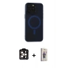 MARSİLYAN™- iPhone 15 Pro Max Kılıf Yadigar Işık - Siyah Bilvis 3D Cam Ekran Koruyucu + PVD Metal Kamera Lens - TU