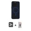 MARSİLYAN™- iPhone 15 Pro Max Kılıf Yadigar Işık - Siyah Bilvis 3D Cam Ekran Koruyucu + PVD Metal Kamera Lens - SH