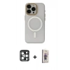 MARSİLYAN™- iPhone 15 Pro Max Kılıf Yadigar Işık - Siyah Bilvis 3D Cam Ekran Koruyucu + PVD Metal Kamera Lens - LT