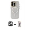 MARSİLYAN™- iPhone 15 Pro Max Kılıf Yadigar Işık - Siyah Bilvis 3D Cam Ekran Koruyucu + PVD Metal Kamera Lens - SH