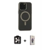 MARSİLYAN™- iPhone 15 Pro Max Kılıf Yadigar Işık - Siyah Bilvis 3D Cam Ekran Koruyucu + PVD Metal Kamera Lens - TU