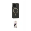 MARSİLYAN™- iPhone 15 Pro Max Kılıf Yadigar Işık - Siyah Bilvis 3D Mat Cam Ekran Koruyucu