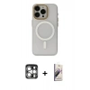 MARSİLYAN™- iPhone 15 Pro Max Kılıf Yadigar Işık - Siyah Bilvis 3D Mat Cam Ekran Koruyucu + PVD Metal Kamera Lens - GS
