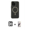MARSİLYAN™- iPhone 15 Pro Max Kılıf Yadigar Işık - Siyah Bilvis 3D Mat Cam Ekran Koruyucu + PVD Metal Kamera Lens - GS
