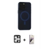MARSİLYAN™- iPhone 15 Pro Max Kılıf Yadigar Işık - Siyah Bilvis 3D Mat Cam Ekran Koruyucu + PVD Metal Kamera Lens - GS