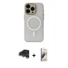 MARSİLYAN™- iPhone 15 Pro Max Kılıf Yadigar Işık - Siyah Bilvis 3D Mat Cam Ekran Koruyucu + Raze Metal Kamera Lens - GS