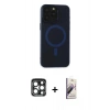 MARSİLYAN™- iPhone 15 Pro Max Kılıf Yadigar Işık - Siyah Bilvis 3D Mat Cam Ekran Koruyucu + PVD Metal Kamera Lens - LT