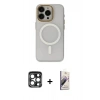 MARSİLYAN™- iPhone 15 Pro Max Kılıf Yadigar Işık - Siyah Bilvis 3D Mat Cam Ekran Koruyucu + PVD Metal Kamera Lens - LT