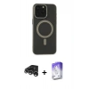 MARSİLYAN™- iPhone 15 Pro Max Kılıf Yadigar Işık - Siyah Bilvis 5in1 3D Magic Cam Ekran Koruyucu + Raze Metal Kamera Lens - GS