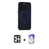 MARSİLYAN™- iPhone 15 Pro Max Kılıf Yadigar Işık - Siyah Bilvis 5in1 3D Magic Cam Ekran Koruyucu + PVD Metal Kamera Lens - LT