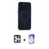 MARSİLYAN™- iPhone 15 Pro Max Kılıf Yadigar Işık - Siyah Bilvis 5in1 3D Magic Cam Ekran Koruyucu + PVD Metal Kamera Lens - GS