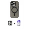 MARSİLYAN™- iPhone 15 Pro Max Kılıf Yadigar Işık - Siyah Bilvis 5in1 3D Magic Cam Ekran Koruyucu + PVD Metal Kamera Lens - GS