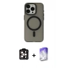 MARSİLYAN™- iPhone 15 Pro Max Kılıf Yadigar Işık - Siyah Bilvis 5in1 3D Magic Cam Ekran Koruyucu + PVD Metal Kamera Lens - TU