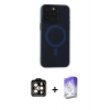 MARSİLYAN™- iPhone 15 Pro Max Kılıf Yadigar Işık - Siyah Bilvis 5in1 3D Magic Cam Ekran Koruyucu + PVD Metal Kamera Lens - TU