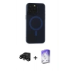 MARSİLYAN™- iPhone 15 Pro Max Kılıf Yadigar Işık - Siyah Bilvis 5in1 3D Magic Cam Ekran Koruyucu + Raze Metal Kamera Lens - SH