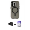 MARSİLYAN™- iPhone 15 Pro Max Kılıf Yadigar Işık - Siyah Bilvis 5in1 3D Magic Cam Ekran Koruyucu + Raze Metal Kamera Lens - SH