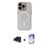 MARSİLYAN™- iPhone 15 Pro Max Kılıf Yadigar Işık - Siyah Bilvis 5in1 3D Magic Cam Ekran Koruyucu + Titanyum Gri Raze Metal Kamera Lens