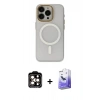 MARSİLYAN™- iPhone 15 Pro Max Kılıf Yadigar Işık - Siyah Bilvis 5in1 5D Magic Hayalet Cam Ekran Koruyucu + PVD Metal Kamera Lens - TU