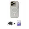 MARSİLYAN™- iPhone 15 Pro Max Kılıf Yadigar Işık - Siyah Bilvis 5in1 5D Magic Hayalet Cam Ekran Koruyucu + Raze Metal Kamera Lens - TMGI