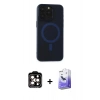 MARSİLYAN™- iPhone 15 Pro Max Kılıf Yadigar Işık - Siyah Bilvis 5in1 5D Magic Hayalet Cam Ekran Koruyucu + PVD Metal Kamera Lens - TU