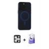 MARSİLYAN™- iPhone 15 Pro Max Kılıf Yadigar Işık - Siyah Bilvis 5in1 5D Magic Hayalet Cam Ekran Koruyucu + PVD Metal Kamera Lens - GS